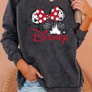 Disney Women's Gray Sweatshirt with Red Bow